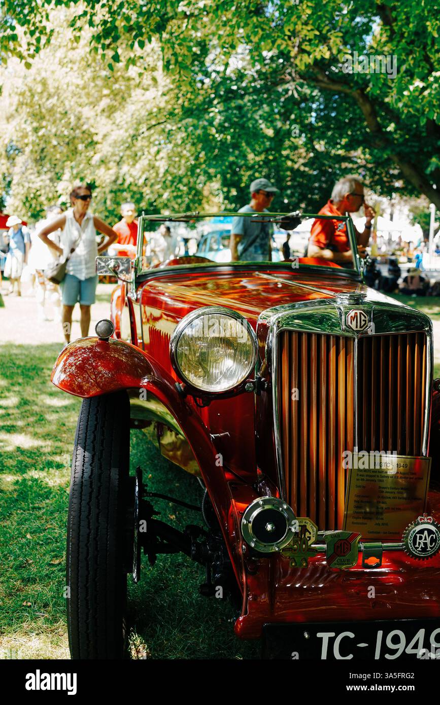 Day of the Dead meets joyful revelry: vintage cars, live music, and dancing souls under sunlit skies and papel picado hues. ? Stock Photo