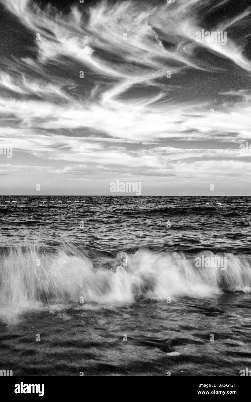 Blue sea sky in Black and White Stock Photos & Images - Alamy