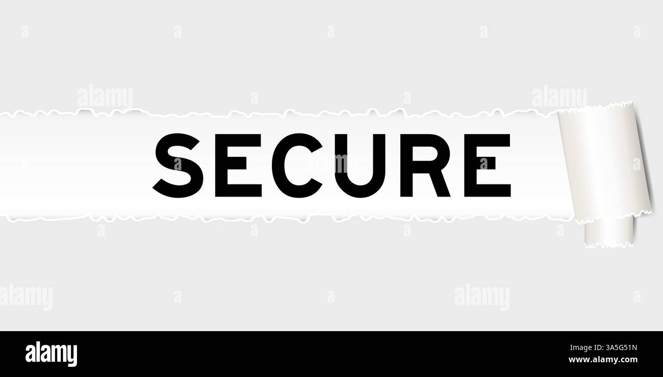 Ripped gray paper background that have word secure under torn part Stock Vector