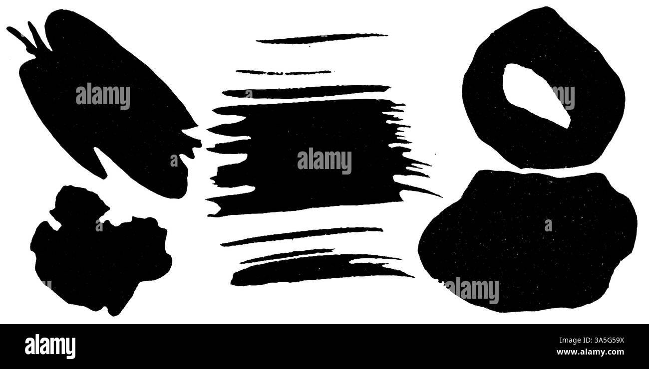 Abstract Ink Plots Abstract Black Ink Blots and Shapes on a White Background Stock Vector ...