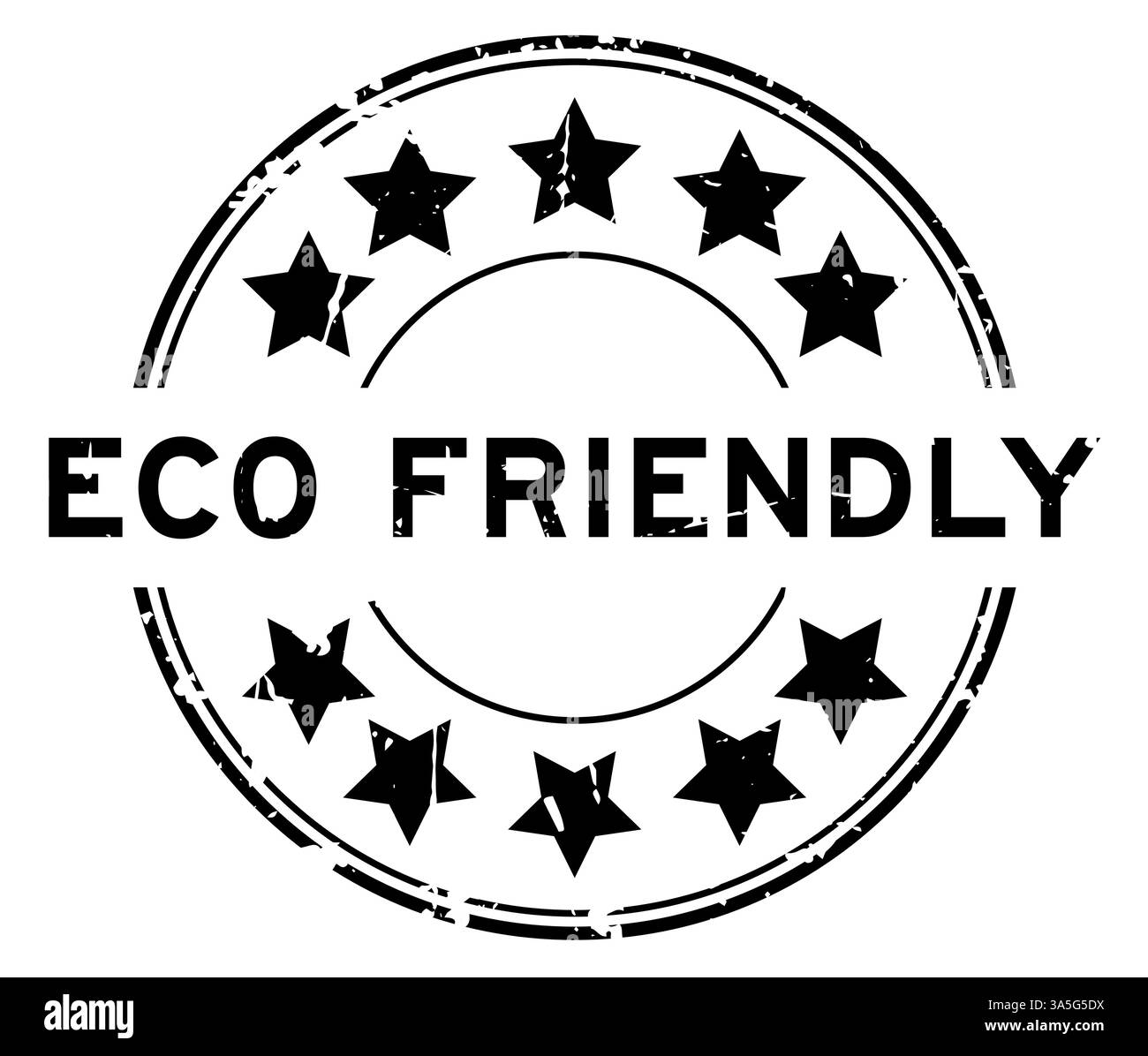 Grunge black eco friendly word round rubber seal stamp on white ...