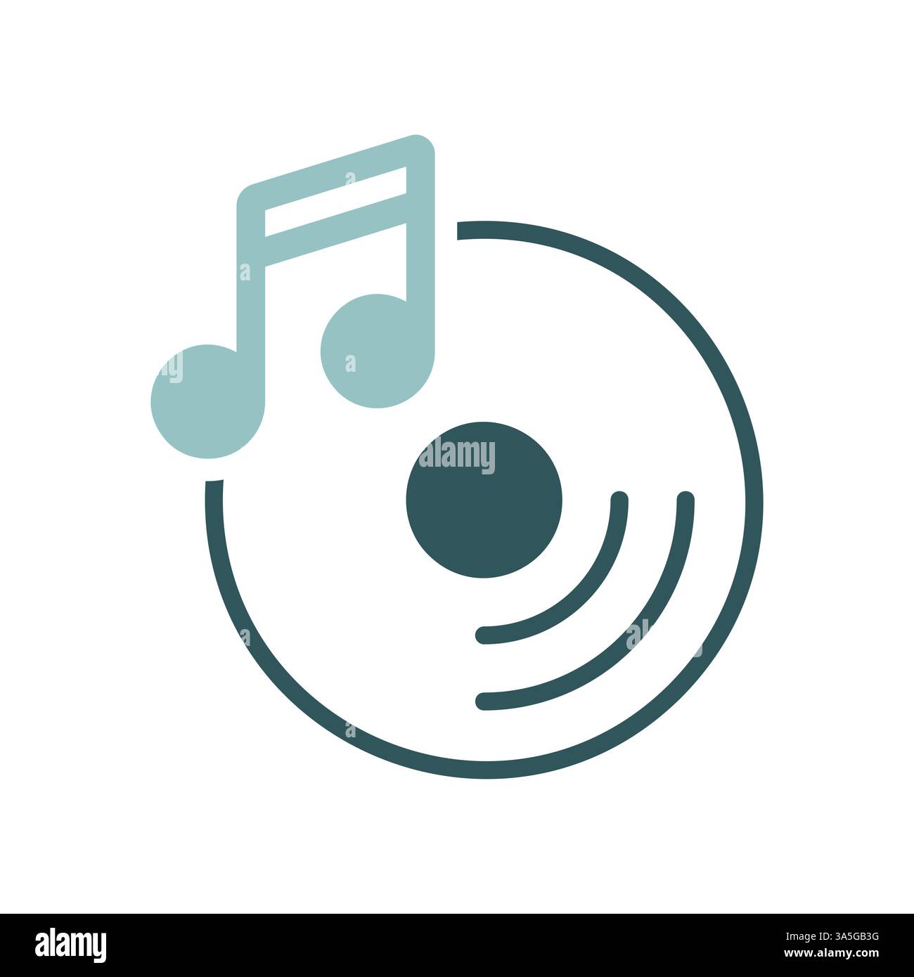 Disc and music note vector isolated icon. Music sign. Graph symbol for ...