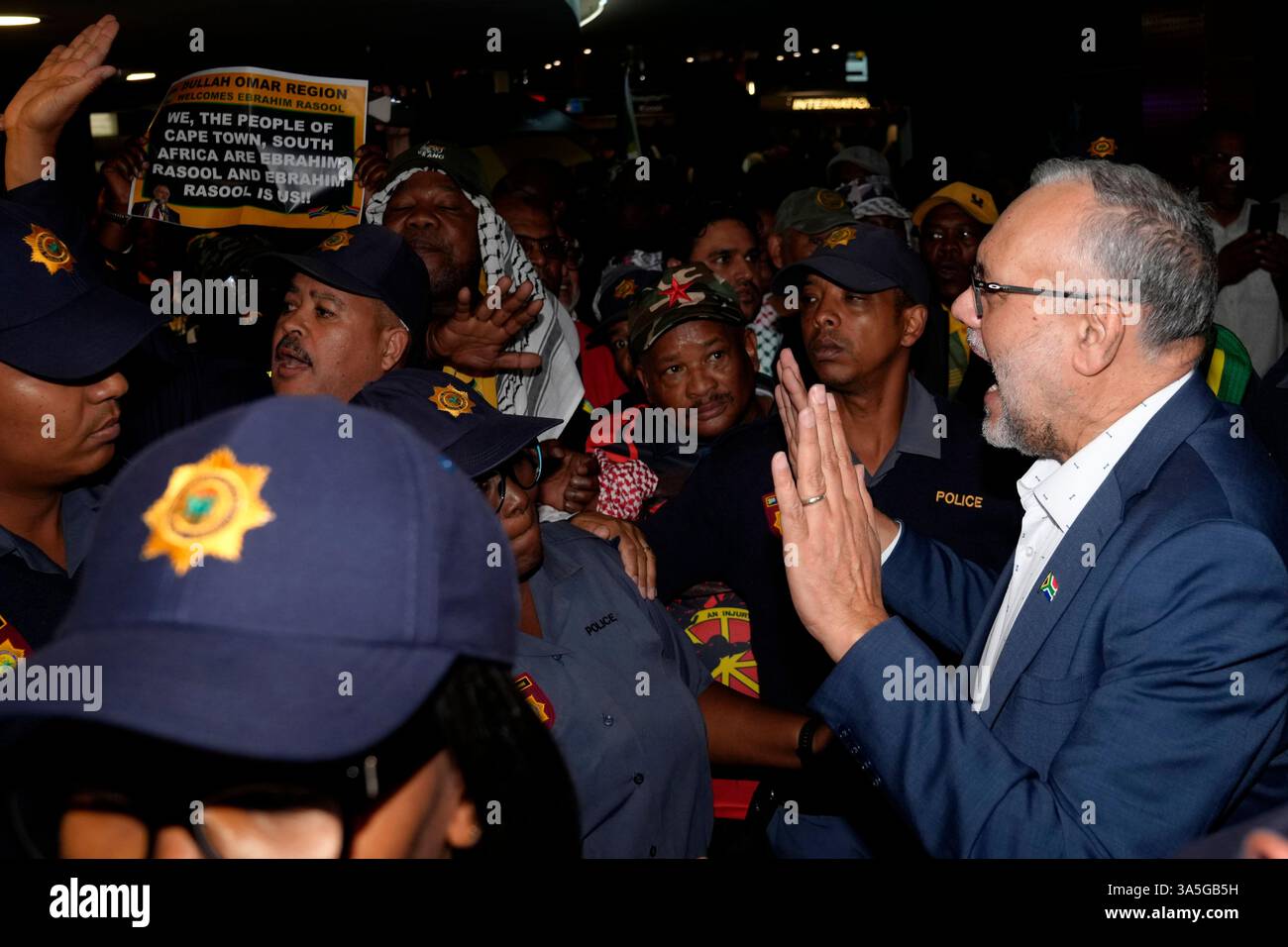 Expelled South Africa Ambassador Ebrahim Rasool speaks to supporters ...