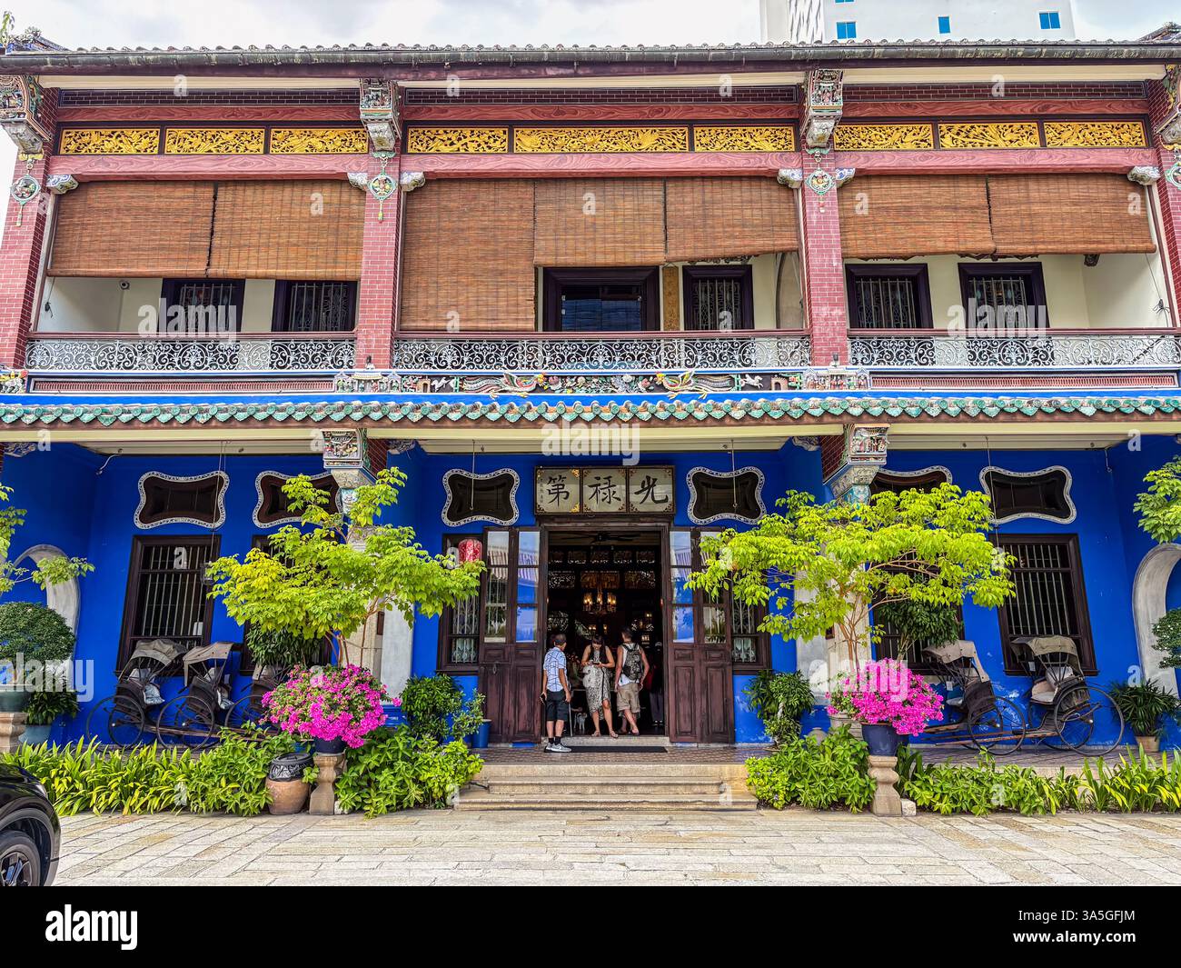 The entrance of Cheong Fatt Tze Mansion, a.k.a. the Blue Mansion, in George Town, Penang, Malaysia. Stock Photo