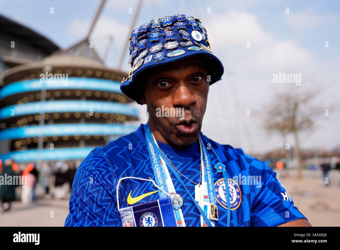 Chelsea fan Basil Goode ahead of the Barclays Women's Super League ...