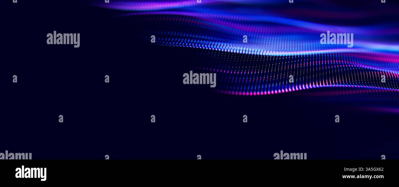 Abstract wave of particles. Big data digital flow concept. LLM learning ...