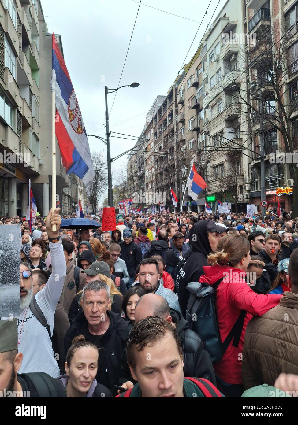 Protesters march during a major rally against populist President ...