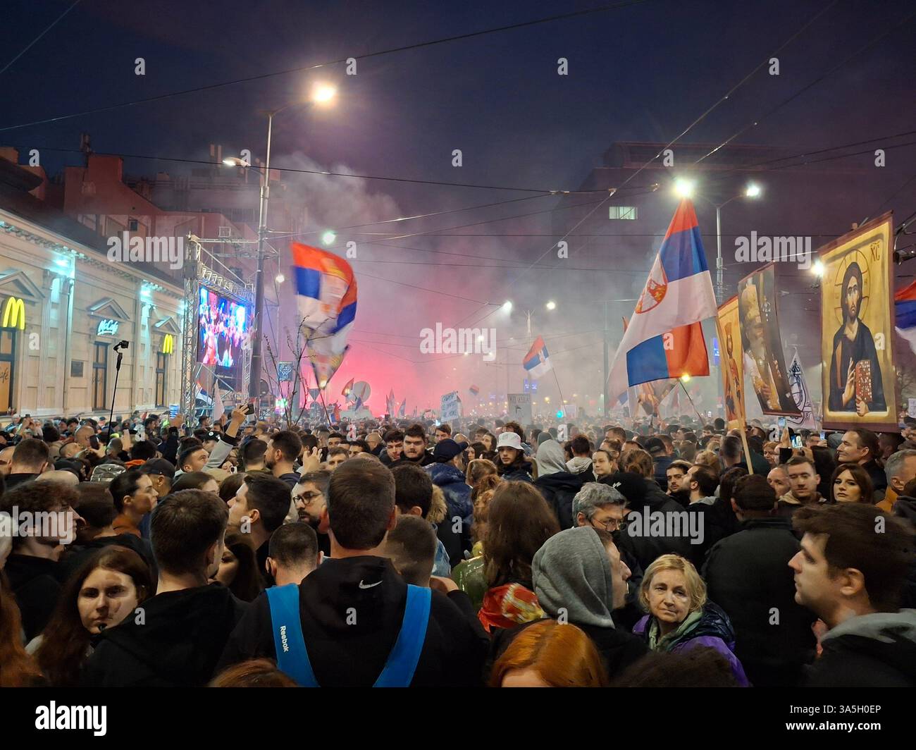 Protesters march during a major rally against populist President ...