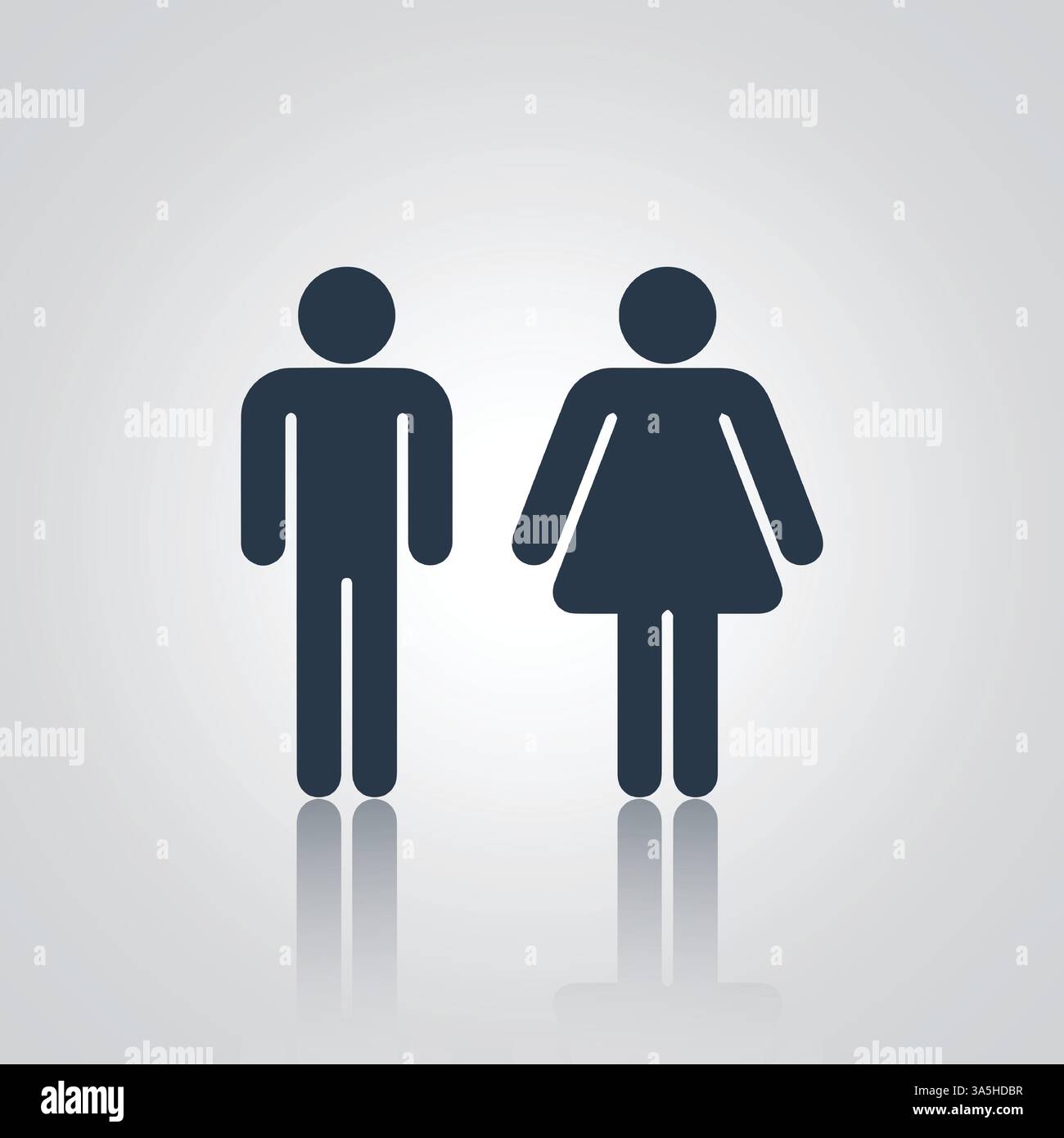 Pictograms of a man and a woman, unique design, restroom doors, signs ...