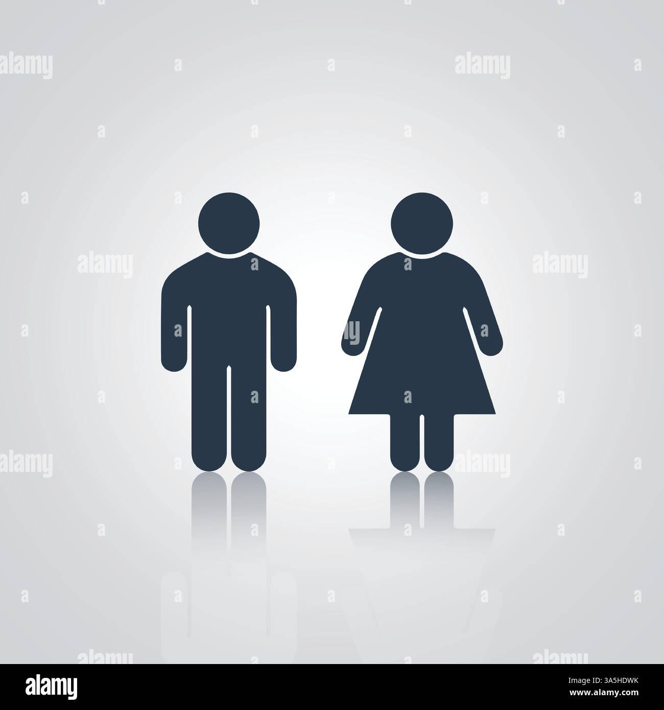 Pictograms of a man and a woman, unique design, restroom doors, signs ...