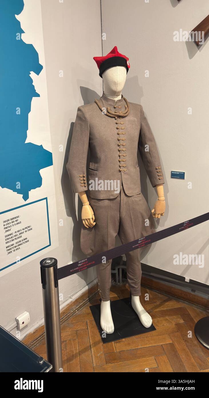 Vintage old Polish military uniform. Military equipment on display in a museum - Smartphone Captured Stock Image