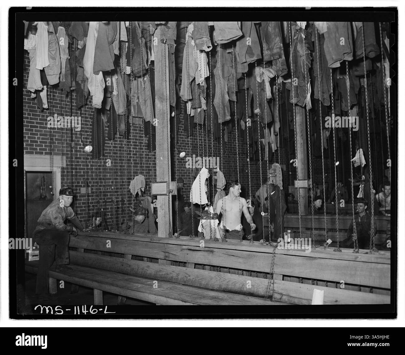 Miners Washing This 1946 photograph shows the interior of the wash and change house ...