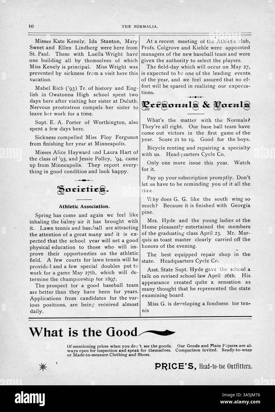 The April 1897 issue of *The Normalia* from St. Cloud State University ...
