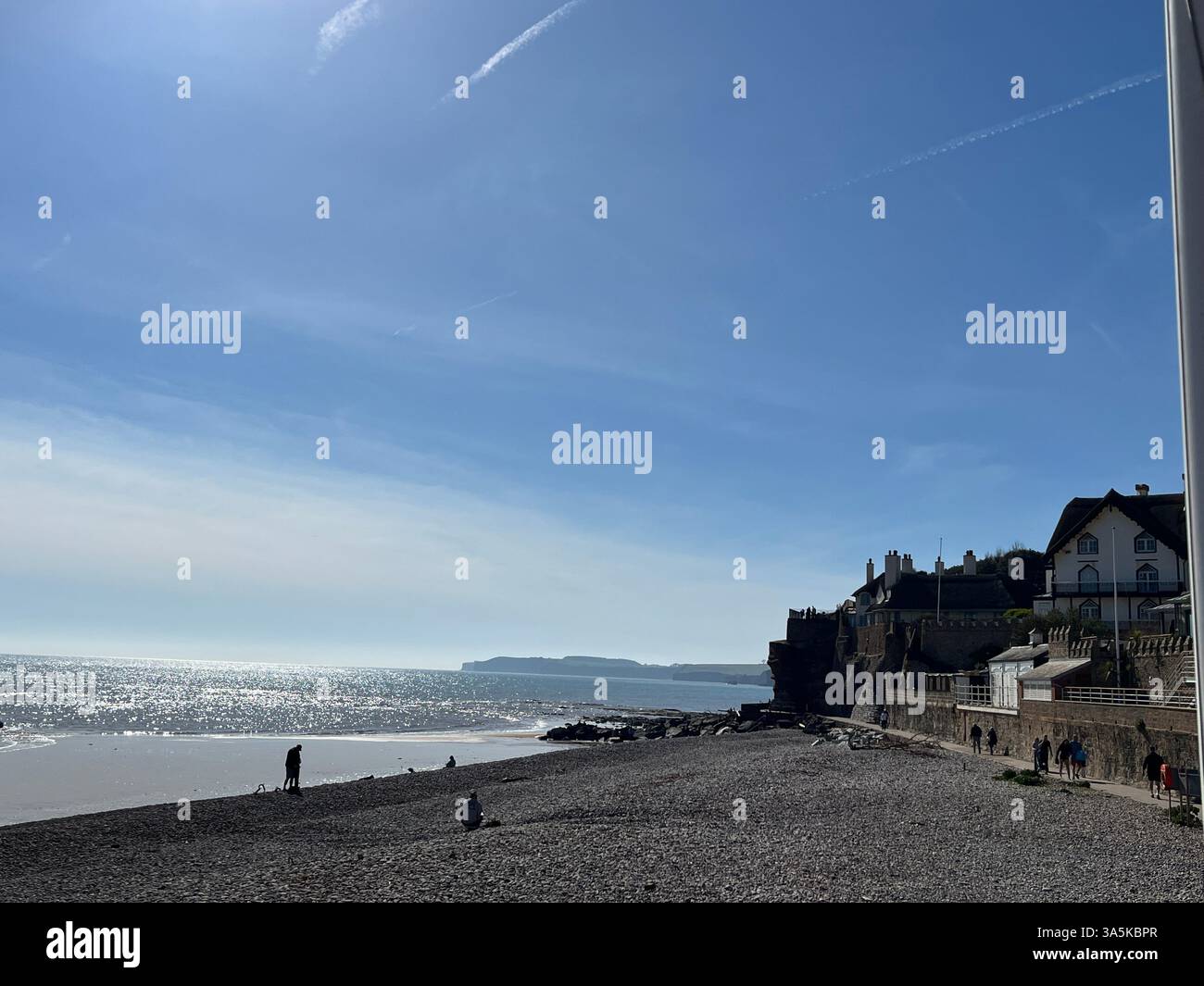 Houses above Sidmouth Beach in Devon - Smartphone Captured Stock Image