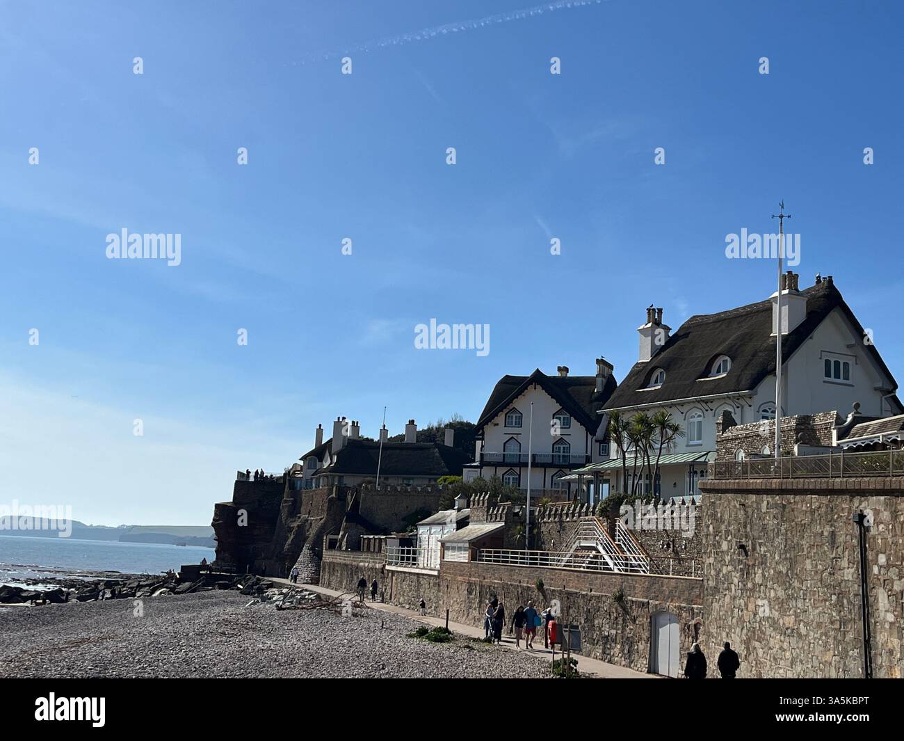Houses above Sidmouth Beach in Devon - Smartphone Captured Stock Image