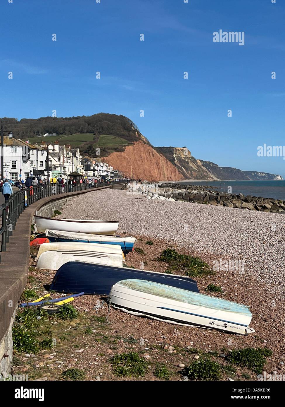 Steps leading down to Sidmouth Beach in Devon - Smartphone Captured Stock Image