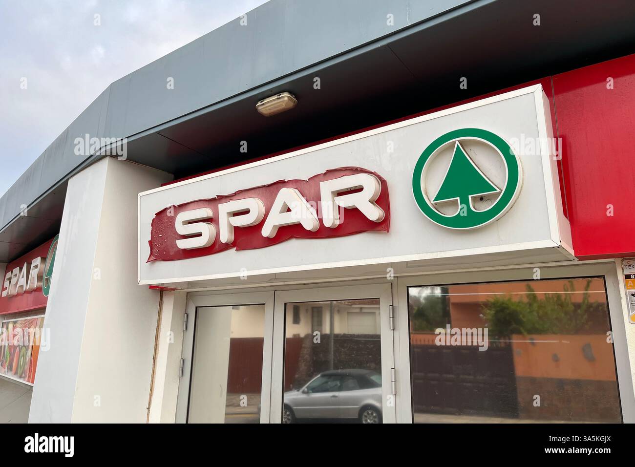 Spar Supermarket Signage in Costa Adeje. Tenerife, Canary Islands, Spain. 29th January 2025. - Smartphone Captured Stock Image