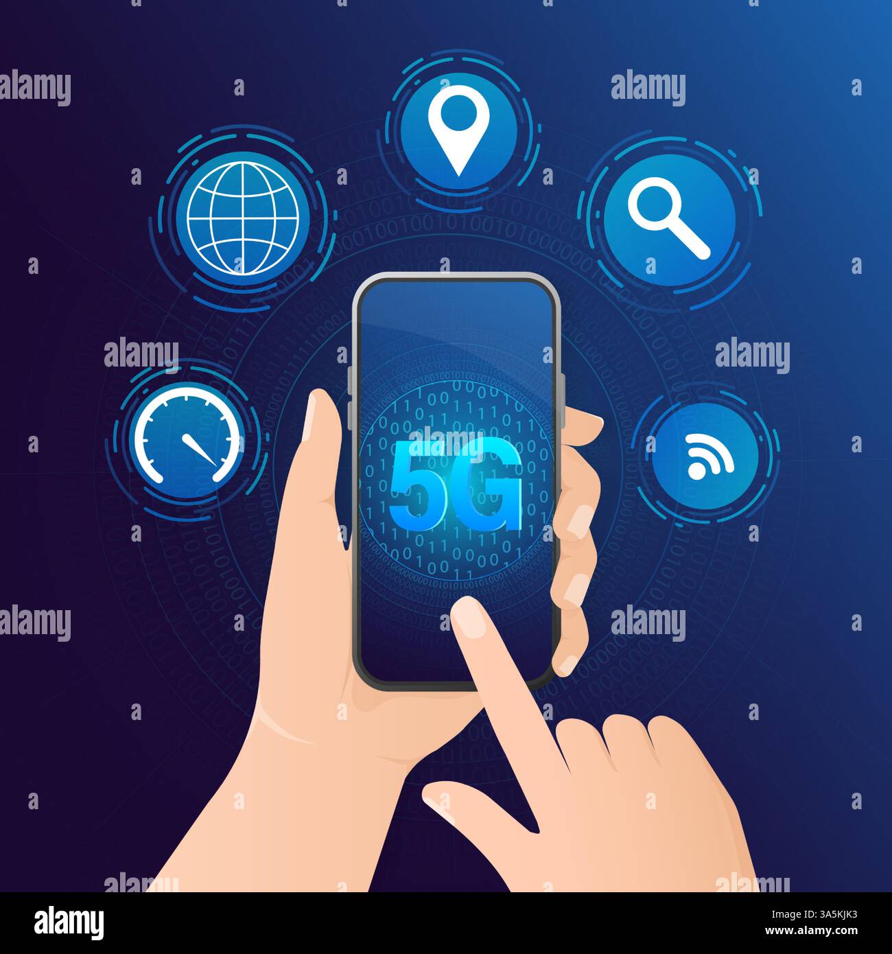 5g network technology. Abstract icon. 3d vector background. Home network. Business concept. Abstract background. Internet technology. Stock Vector