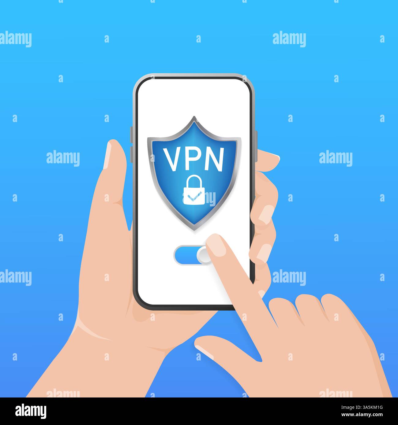 Secure VPN connection concept. Virtual private network connectivity overview. Safety internet technology, data secure. 3d icon with vpn for concept Stock Vector