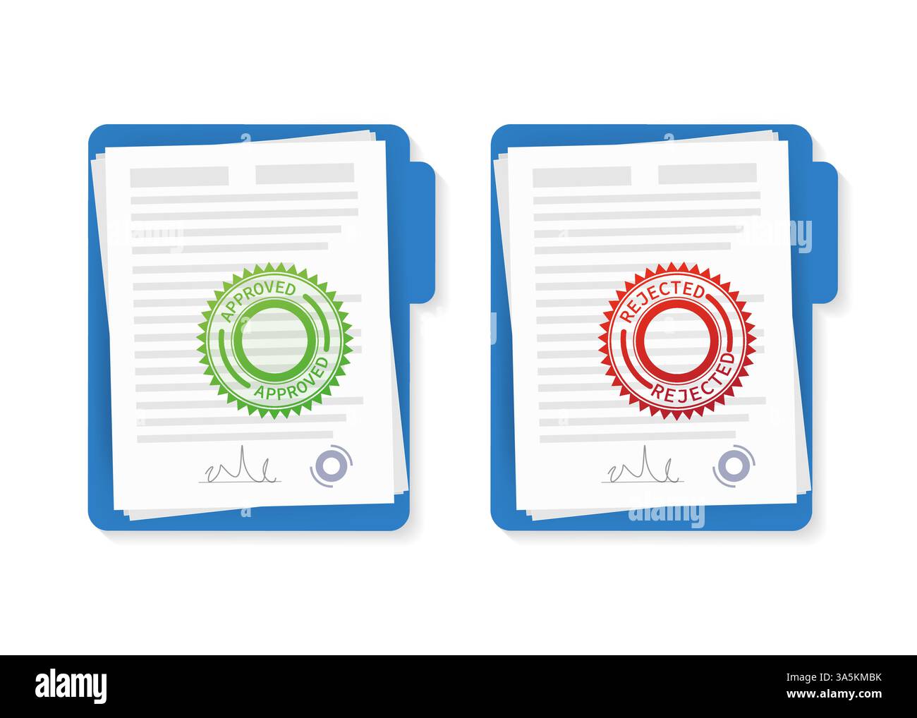 Flat approved rejected document for report design. Vintage vector ...