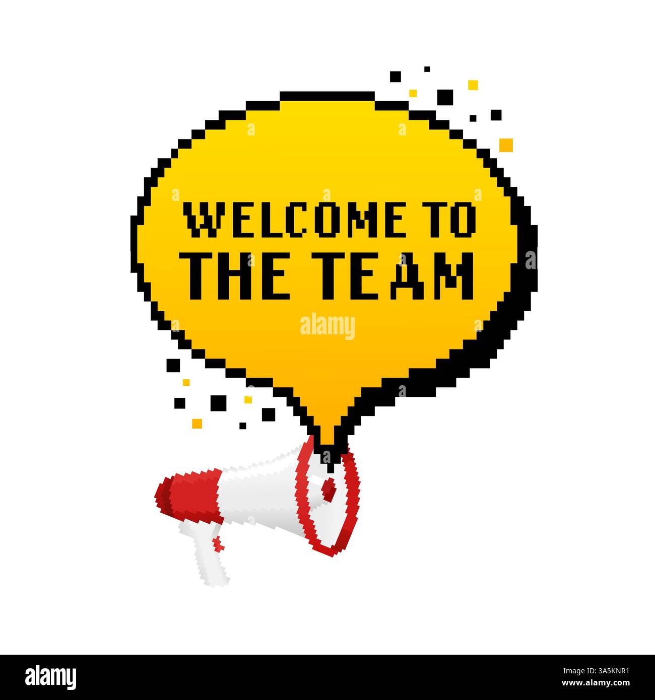 Welcome to the team megaphone for banner design. Pixel style.Vector ...