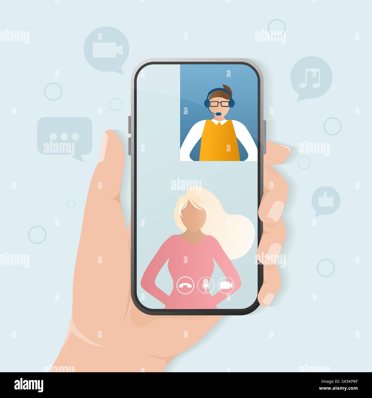 Flat blue icon. Video chat people, great design for any purposes ...