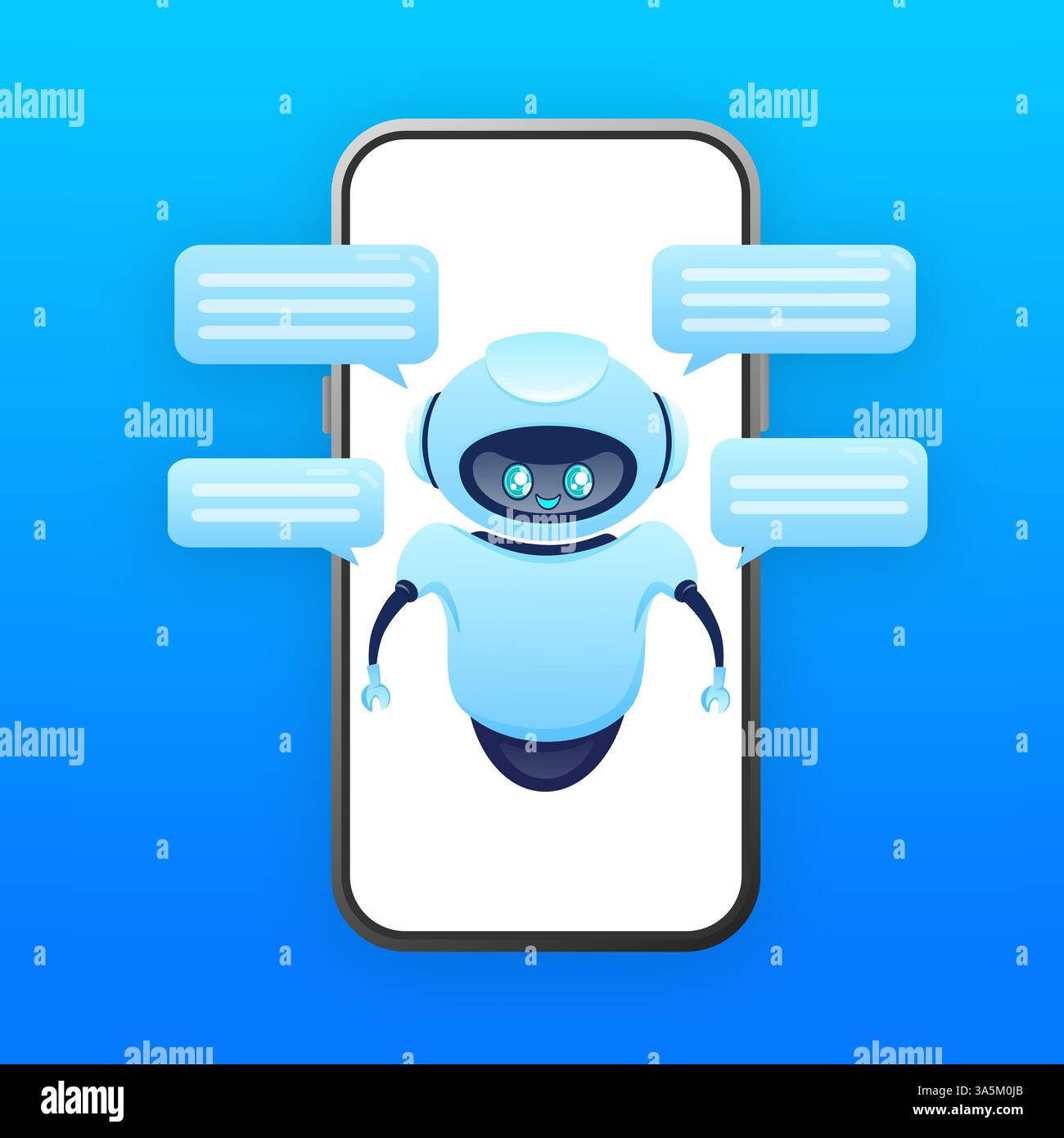 Flat chat bot for web design. Flat isometric vector illustration. Artificial intelligence Stock Vector