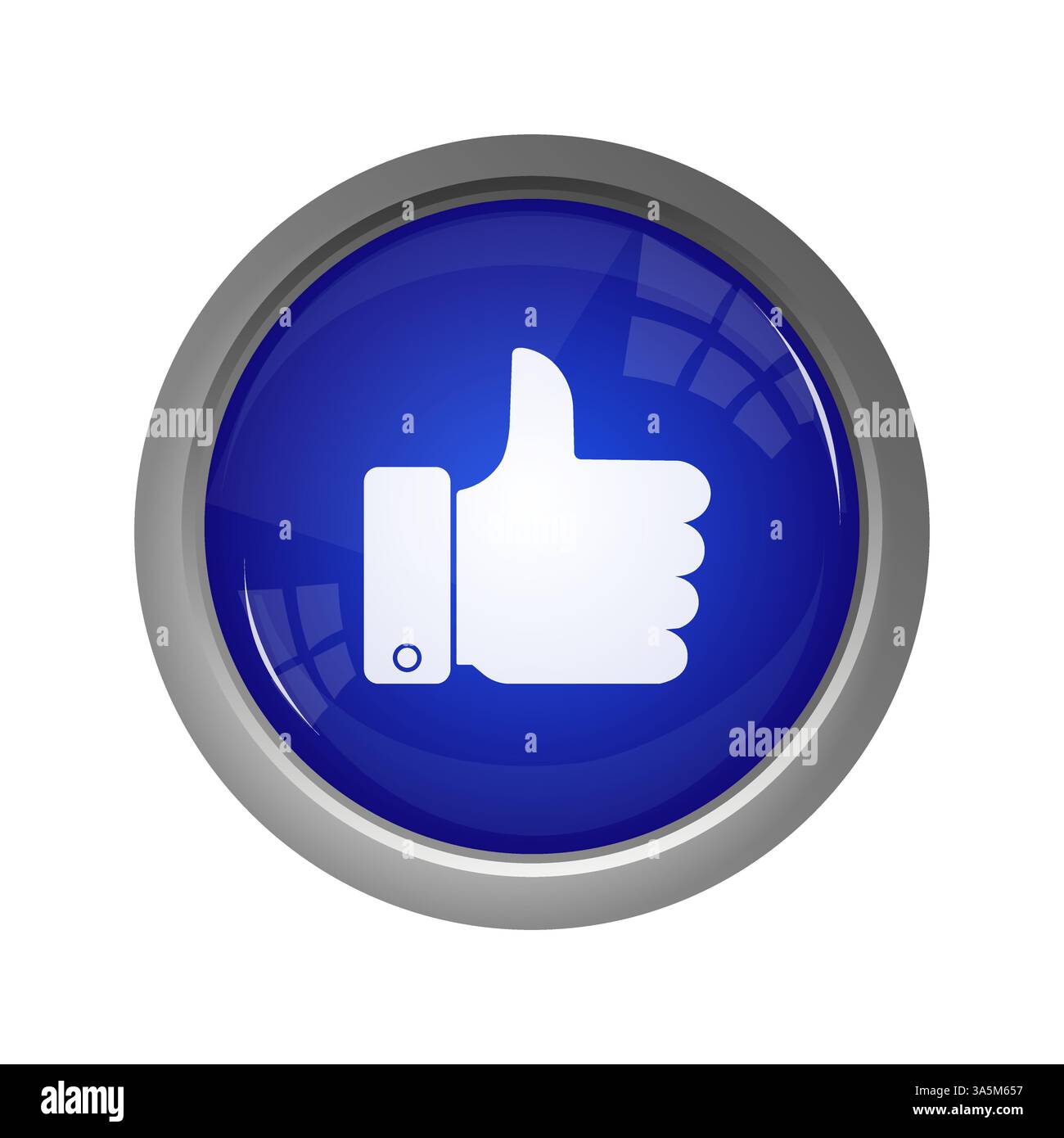 Illustration with blue customer like button on white background. Customer choice. Vector flat design. Stock Vector