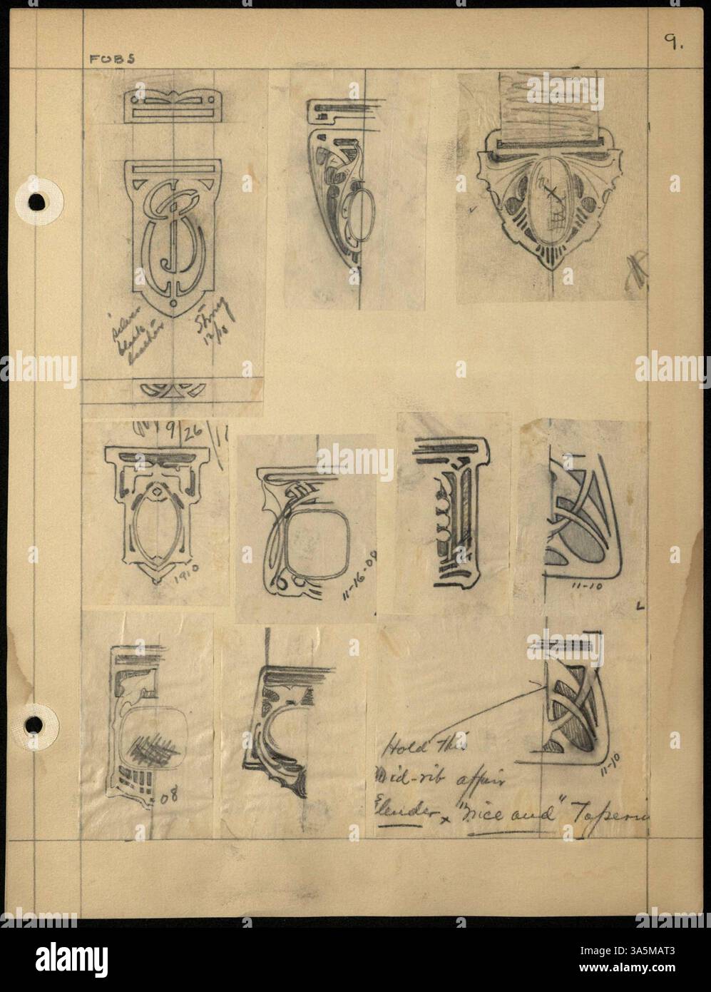 Mary Moulton Cheney’s scrapbook of jewelry designs features detailed