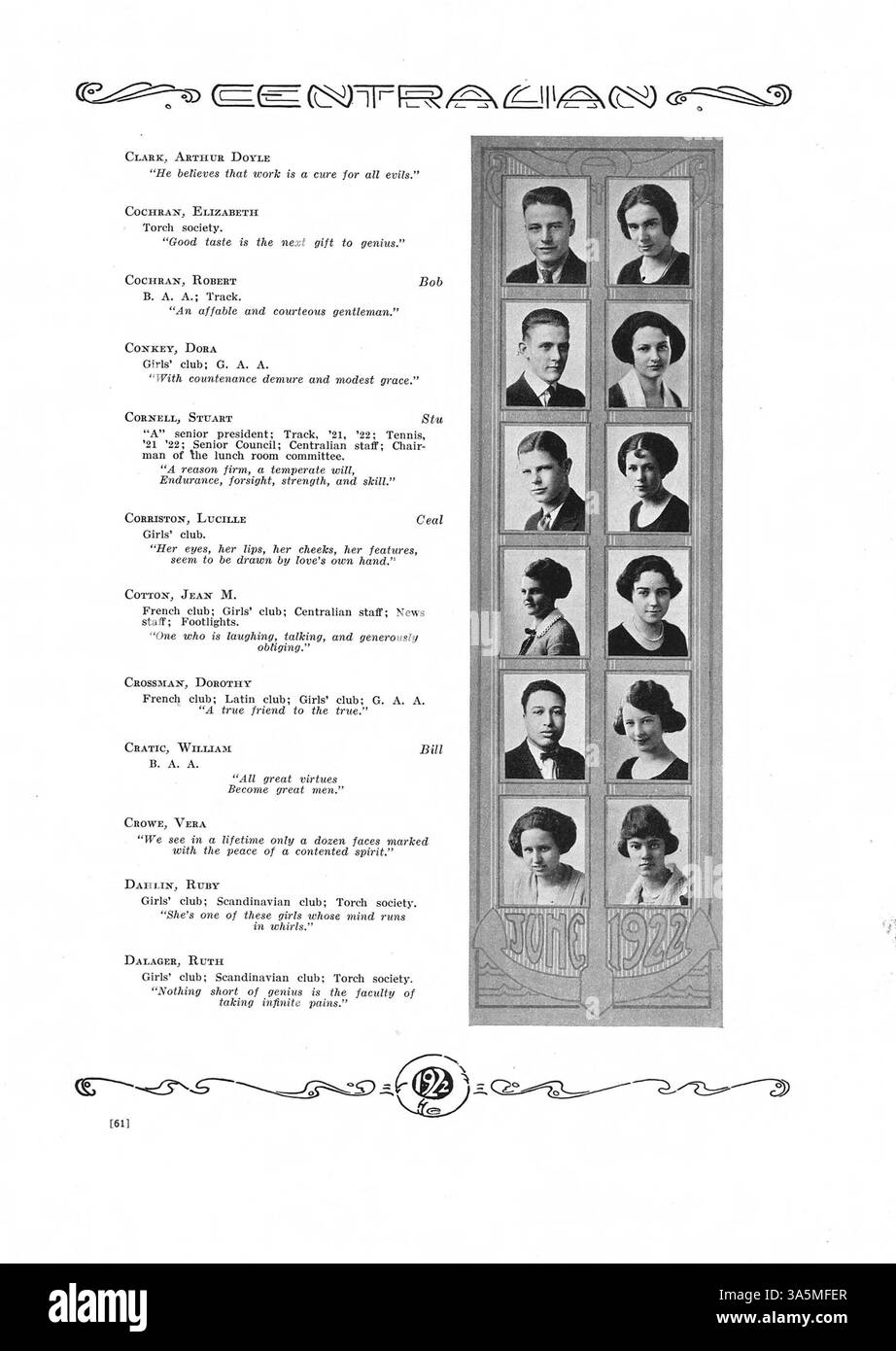 The 1922 edition of the Centralian yearbook showcases student life at