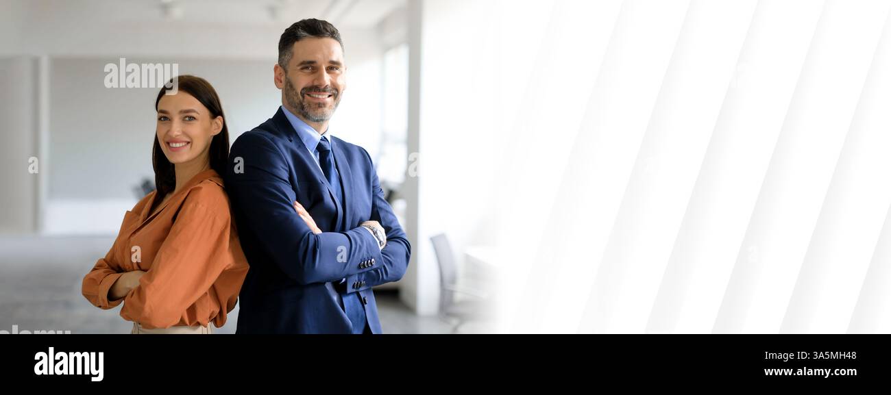Business team collaborates effectively in modern office environment Stock Photo