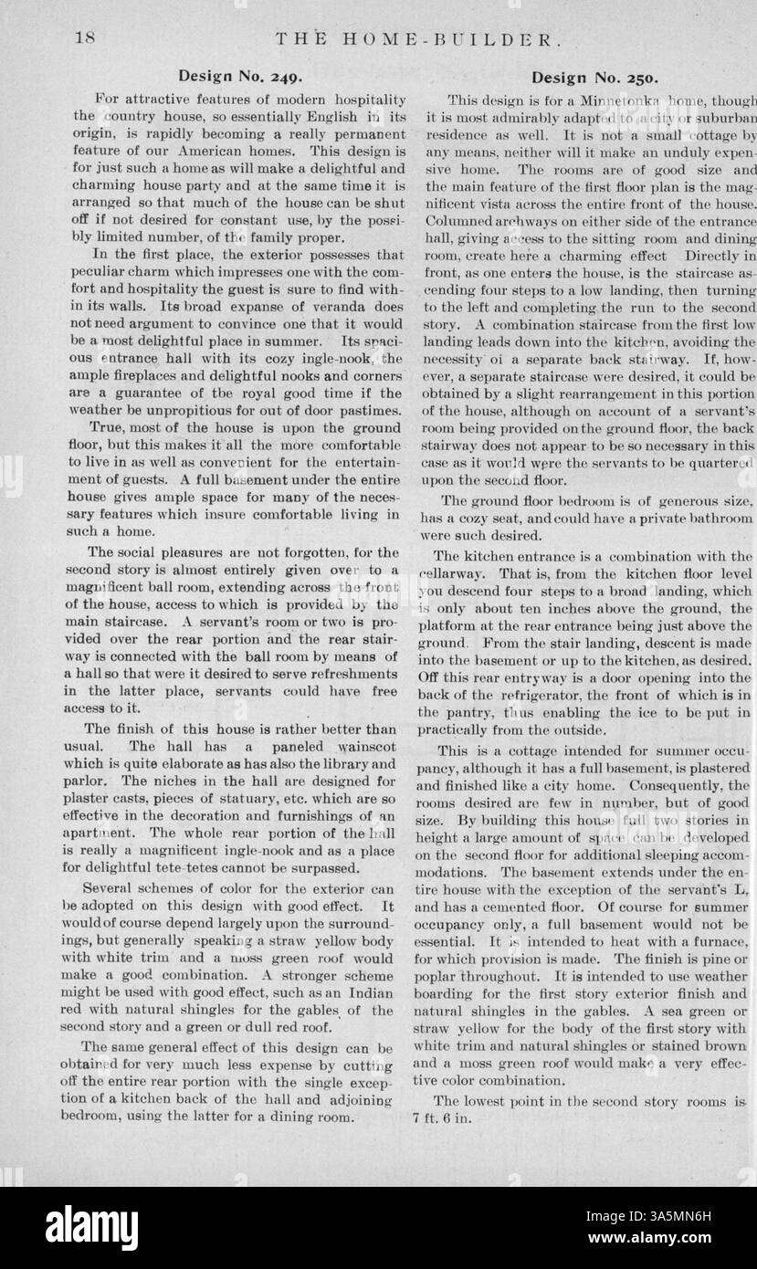 Keith's Home-Builder, 1899, presents house designs with detailed floor plans, building costs, and interior decor advice. The magazine also covers landscape design, building materials, and features advertisements for home furnishings and construction materials. Stock Photo