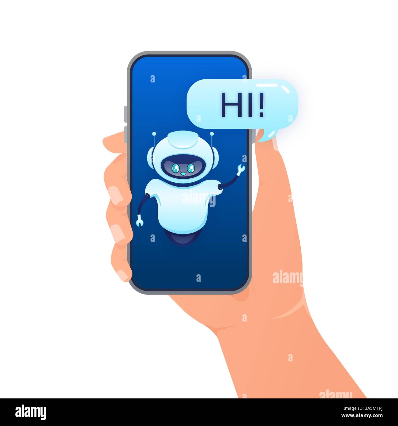 Flat chat bot for web design. Flat isometric vector illustration. Artificial intelligence Stock Vector