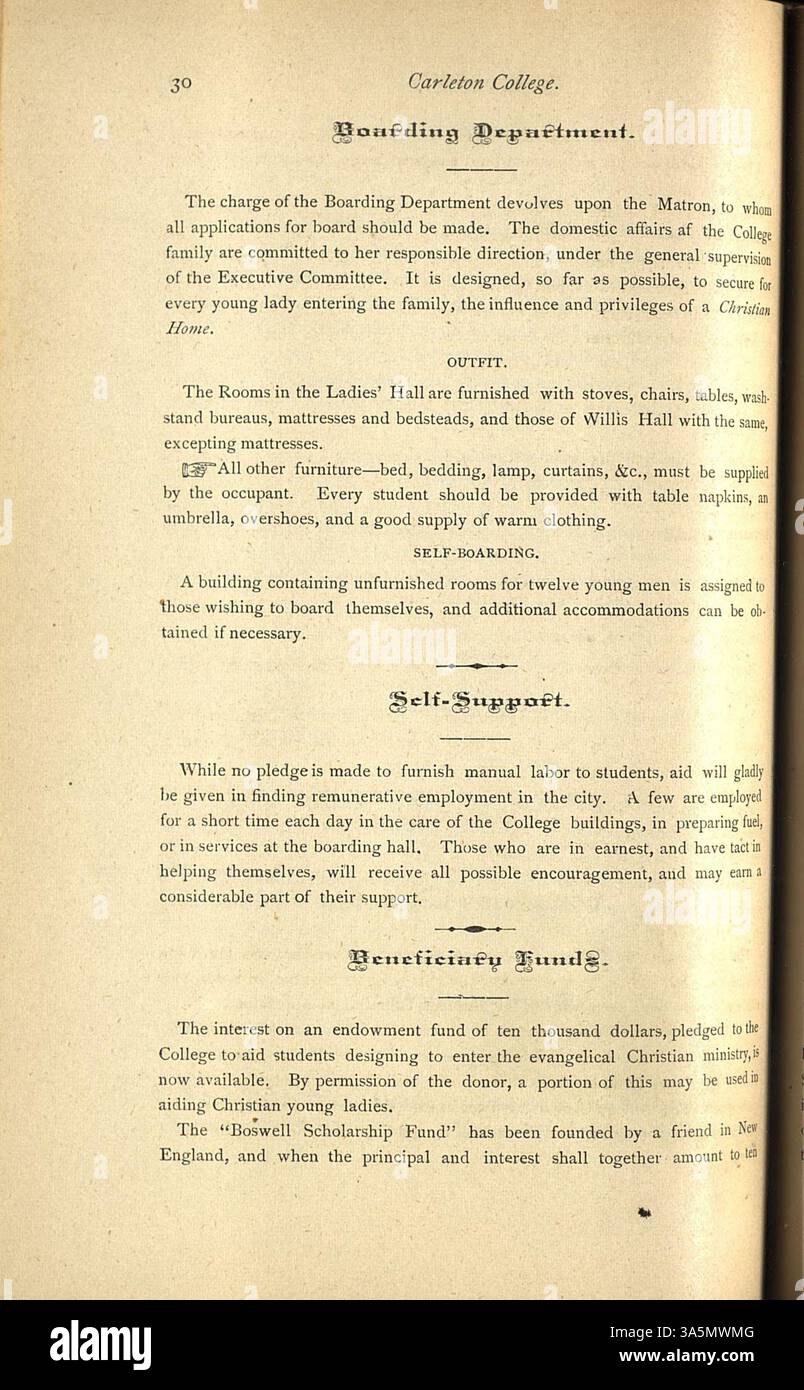 Carleton College’s 18751876 academic catalog includes lists of courses