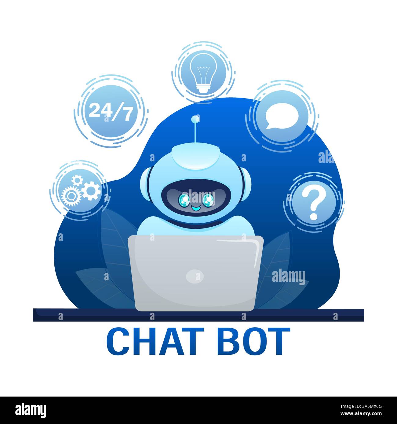 Flat chat bot for web design. Flat isometric vector illustration. Artificial intelligence Stock Vector