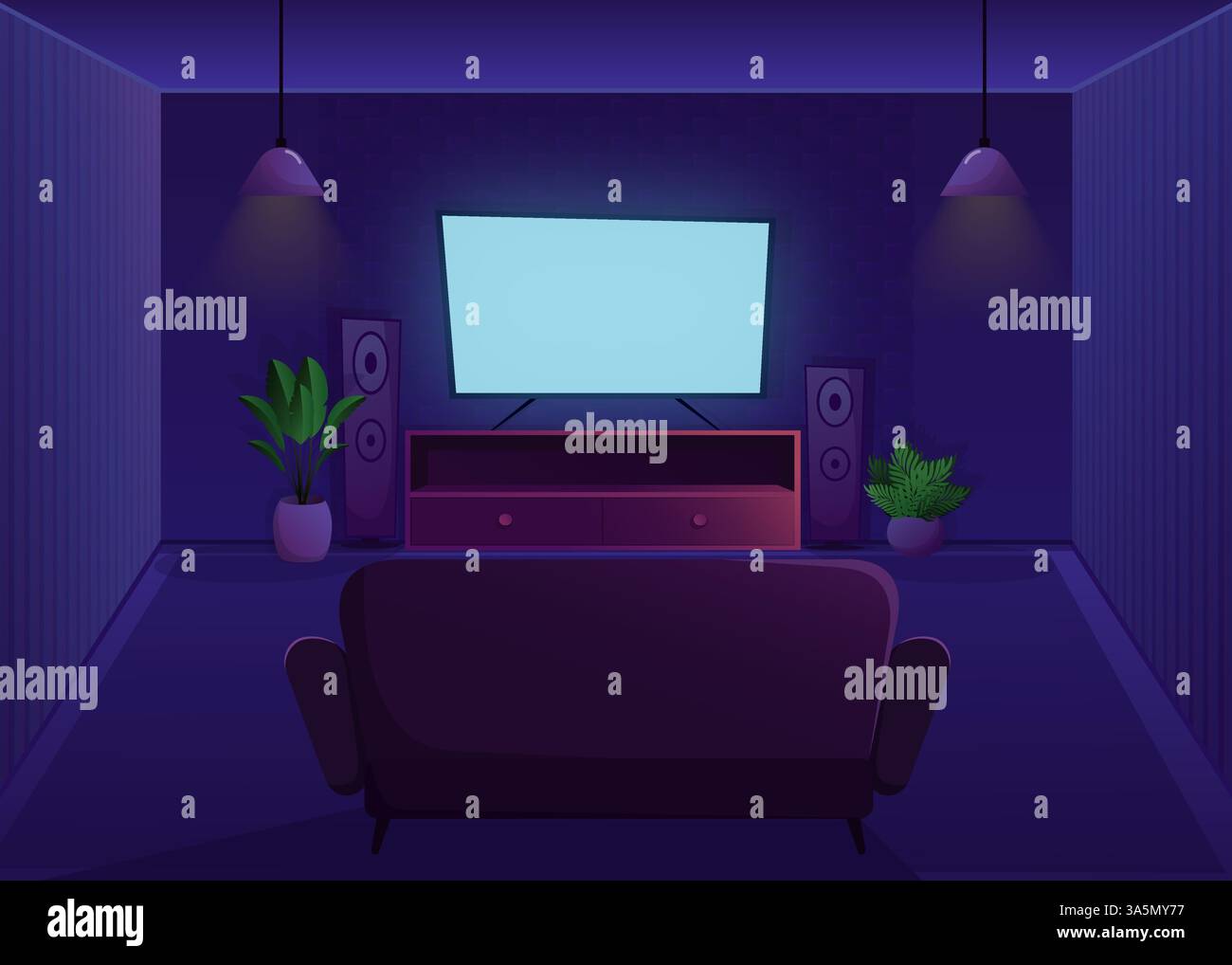 Living room in flat style. Cartoon vector illustration. Isolated ...