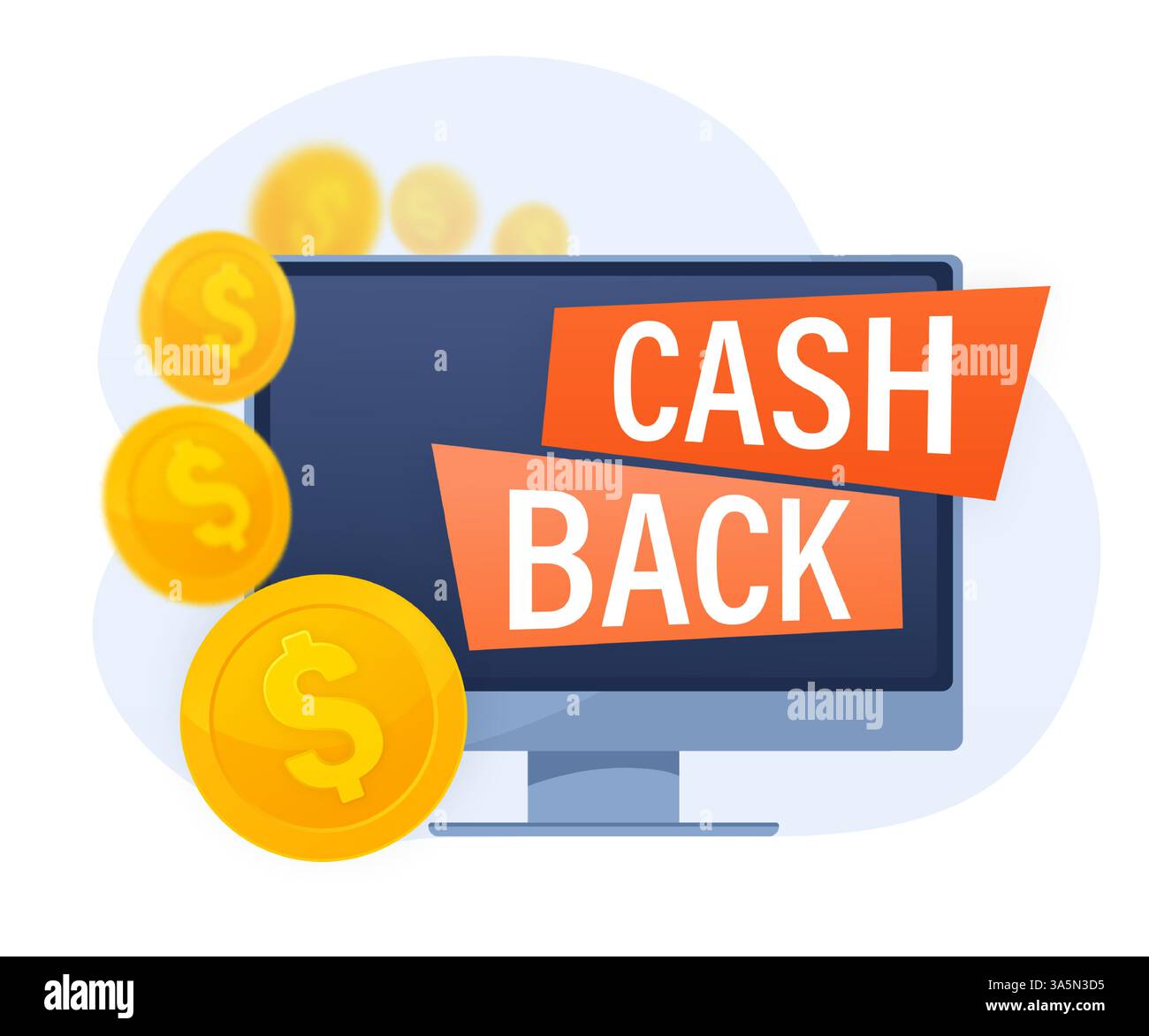 Flat icon with cash back for concept design. Cash back concept in flat style. Vector illustration. Stock Vector