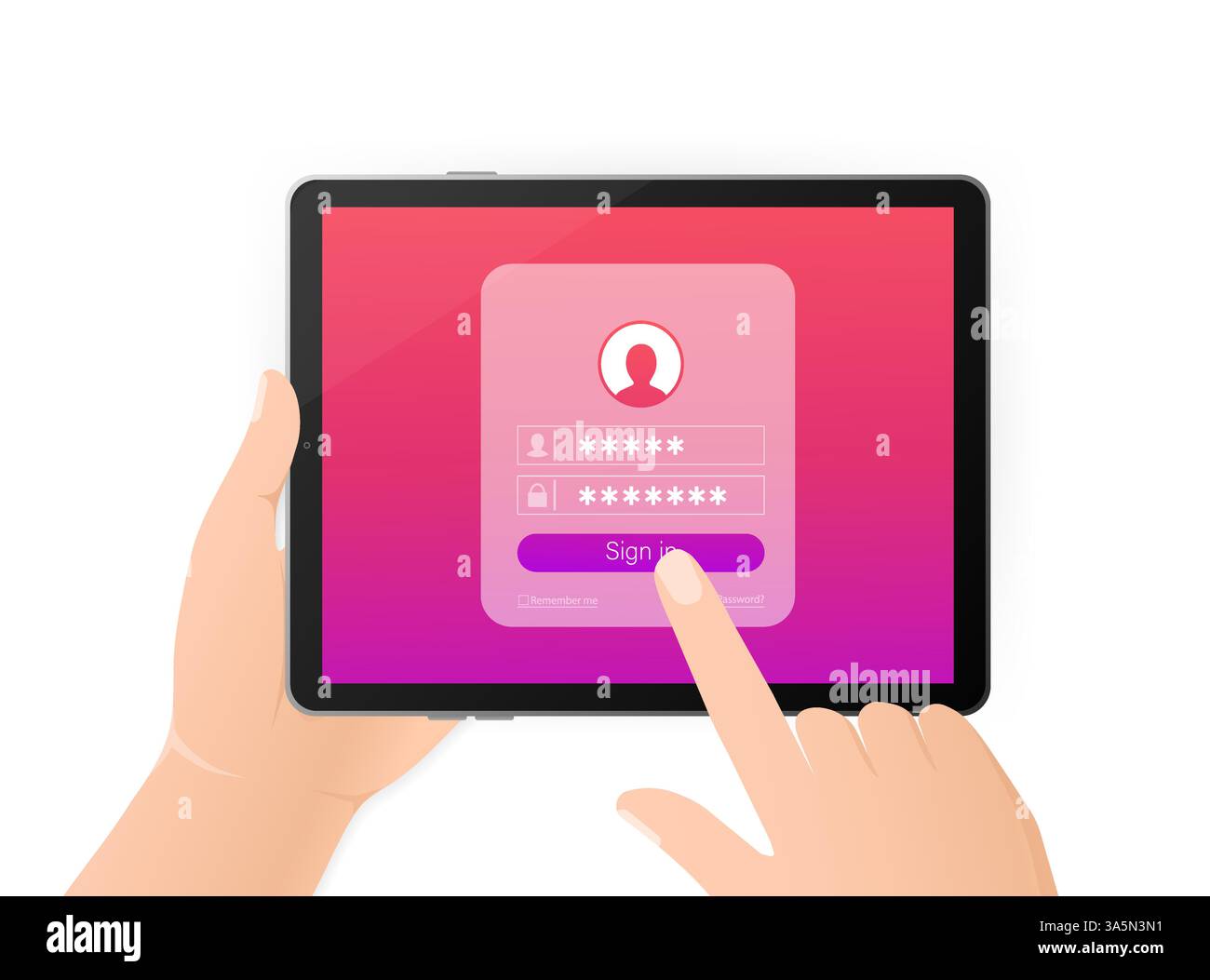 Log in tablet hands, great design for any purposes. Vector illustration ...