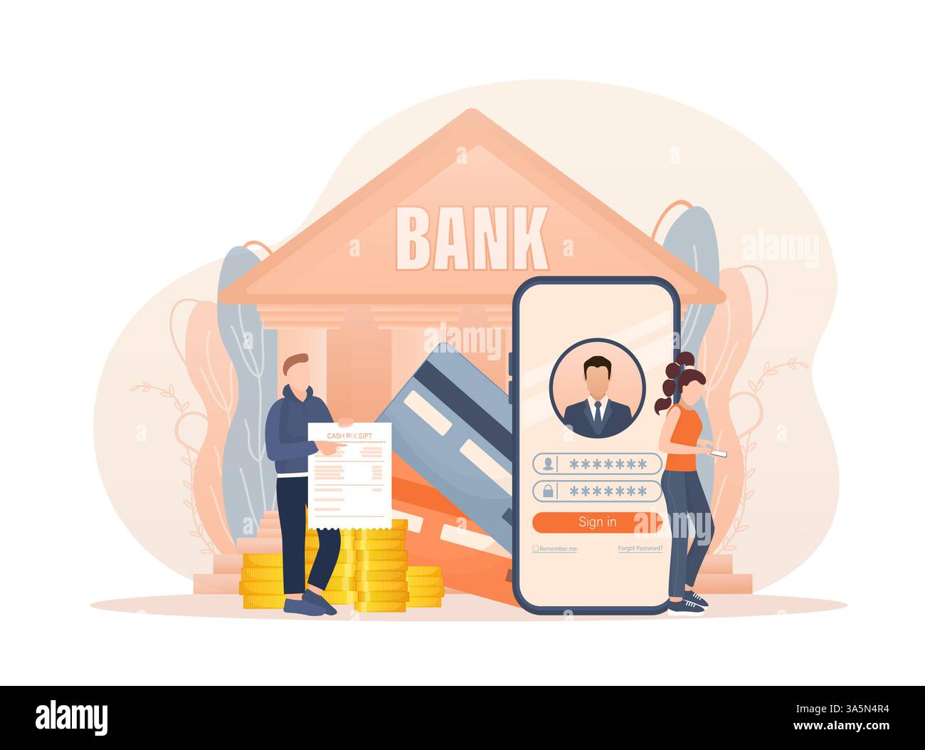 Line banking people for account page design. Isometric vector ...