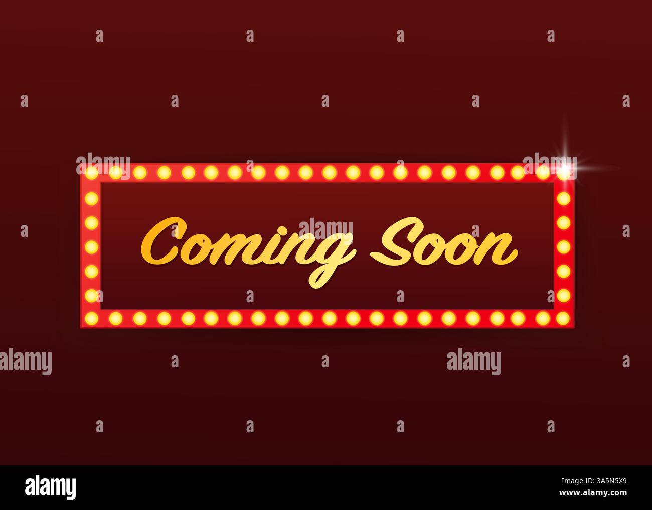 Retro flat illustration with coming soon light retro on light background. Vector illustration design. Magic concept. Stock Vector