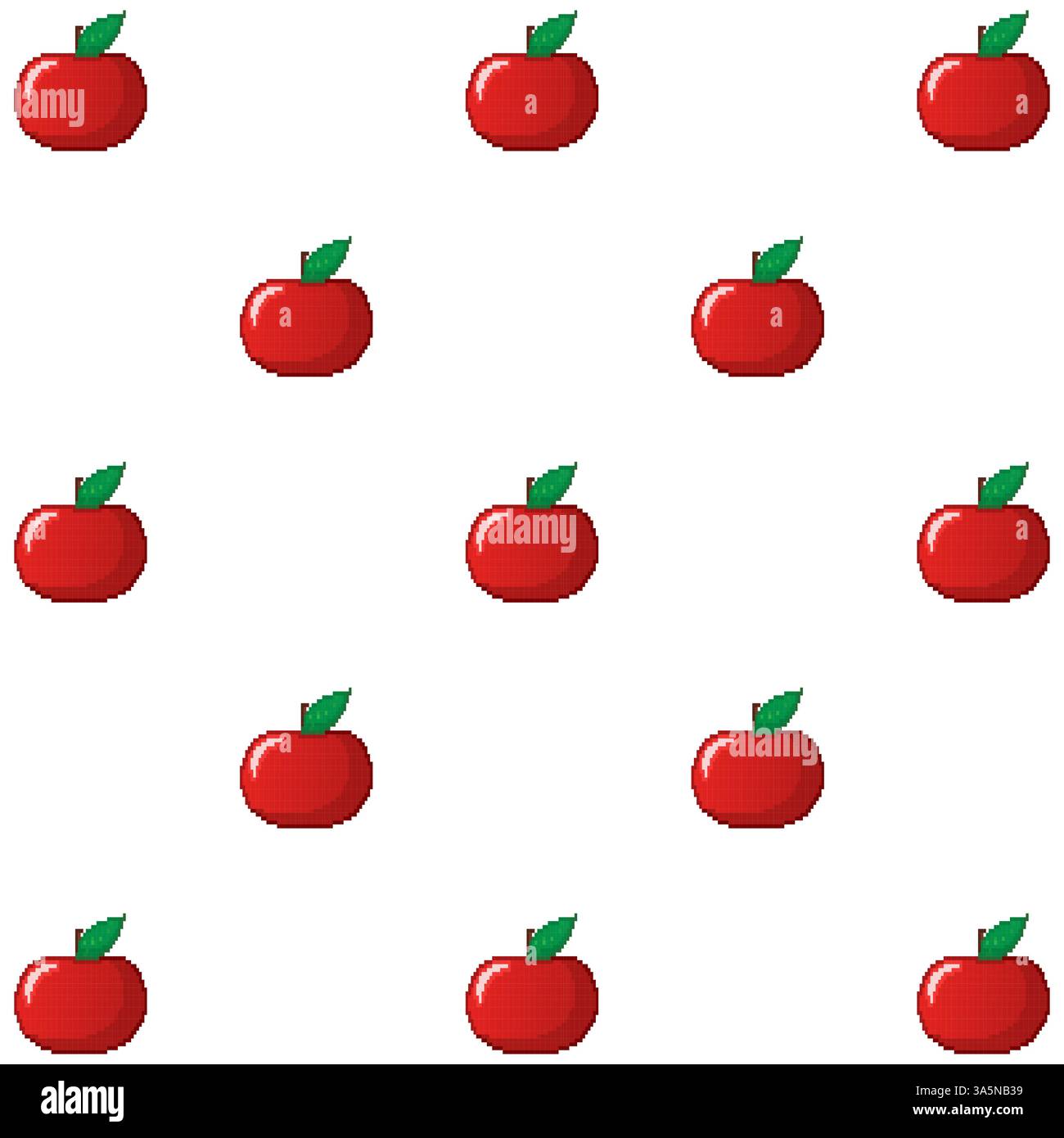 Classic abstract illustration with red pixel apple pattern design. Pixel vector illustration. Abstract background Stock Vector