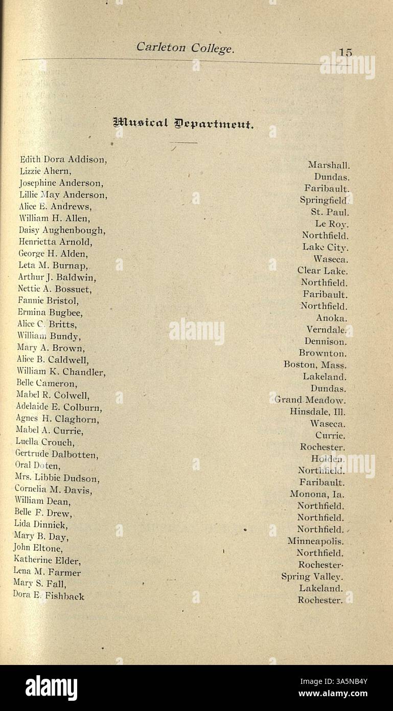 The 1888 1889 carleton college catalog provides a detailed list hires
