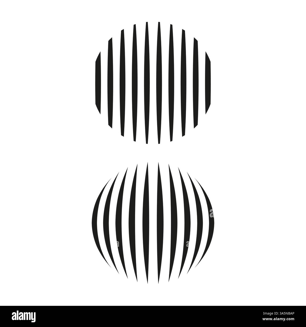 Striped sphere illusion. Geometric distortion shape. Black curved lines ...