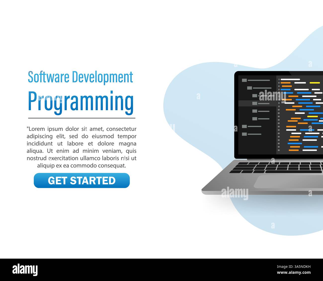 Programming coding, great design for any purposes. Screen computer monitor. Information technology. Digital vector illustration. Stock Vector