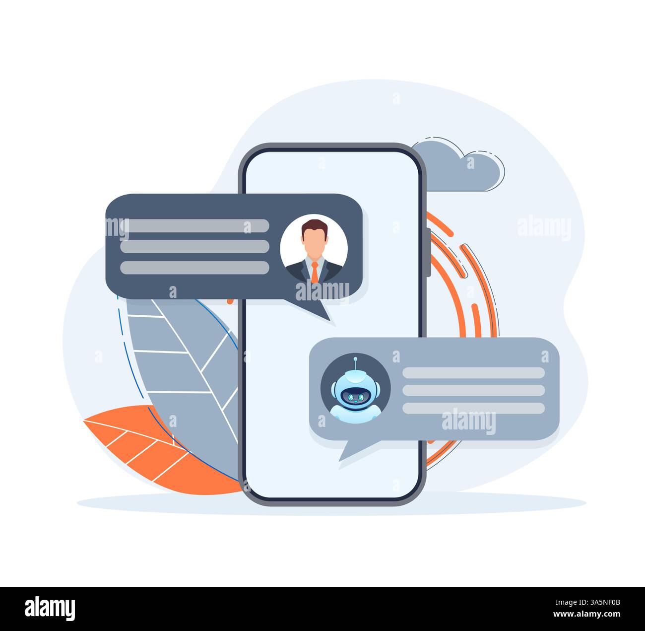 Flat chat bot for web design. Flat isometric vector illustration. Artificial intelligence Stock Vector