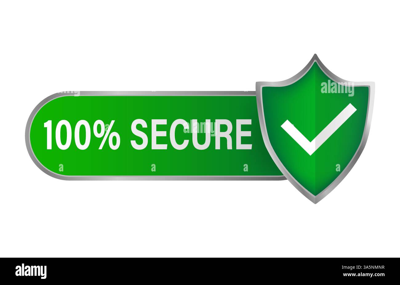 Green 100 percent secure. Protection icon vector. Shield icon vector. Data secure. Stock Vector