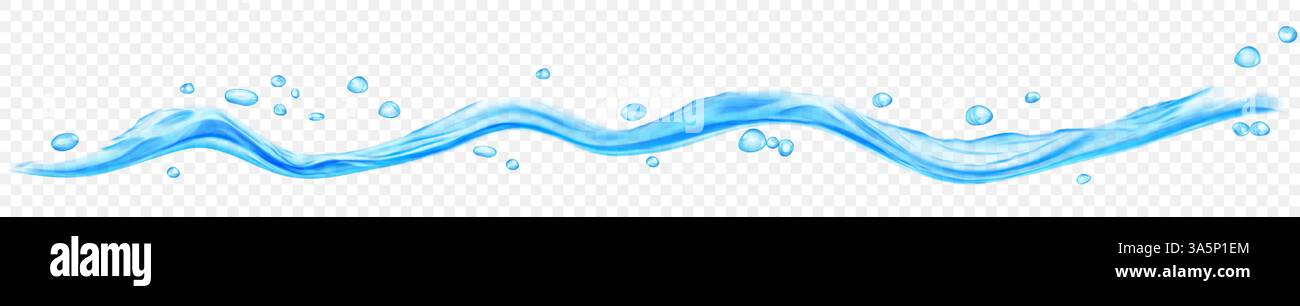 Translucent Water Wave Long translucent water wave with drops, in light blue colors, isolated ...