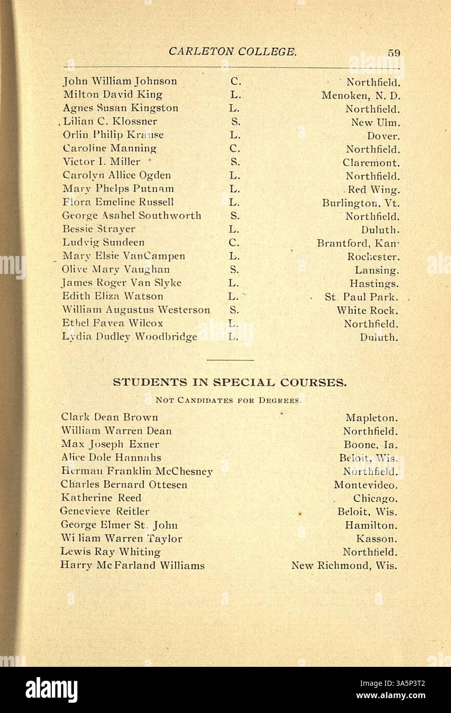 The 1894 1895 carleton college catalog provides information on academic
