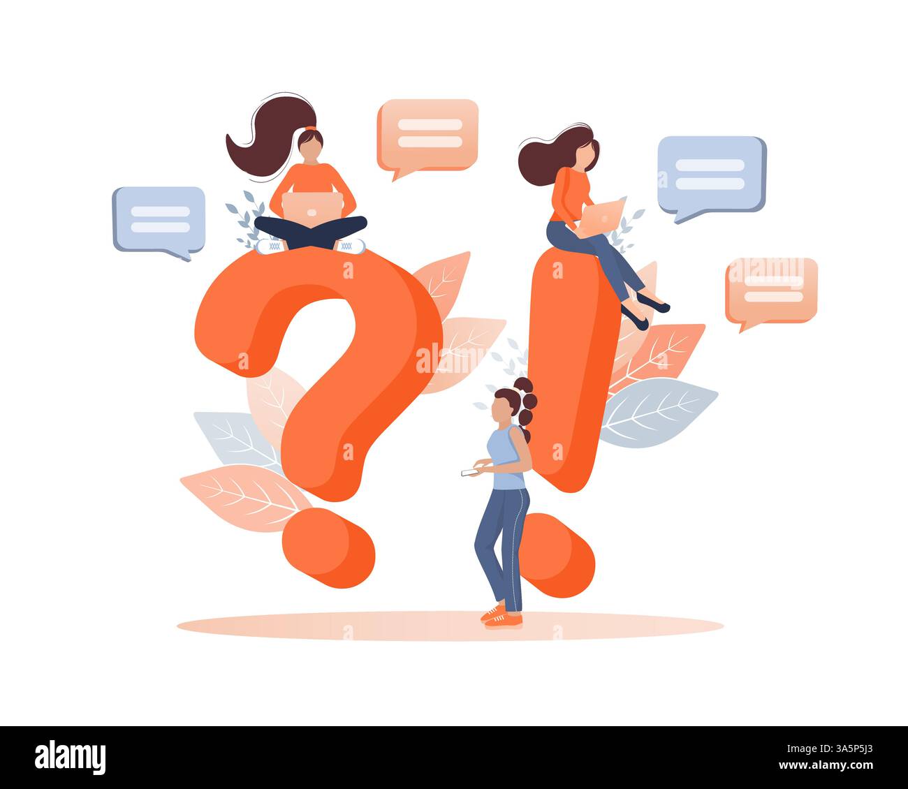 Frequently asked questions page template. Vector web banner. Customer service. Flat isometric vector illustration. Customer support. Abstract Stock Vector