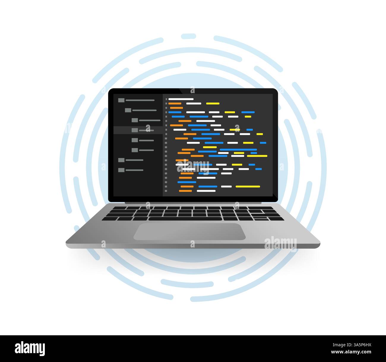 Programming coding, great design for any purposes. Screen computer monitor. Information technology. Digital vector illustration. Stock Vector